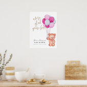 Schattige Teddy Bear Balloon Baby shower Welkomstb Poster (Keuken)