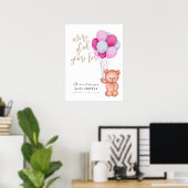 Schattige Teddy Bear Balloon Baby shower Welkomstb Poster (Thuiskantoor)