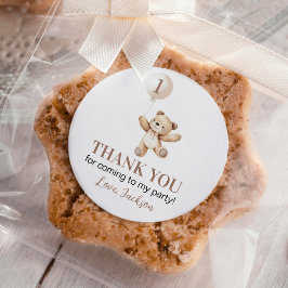 Schattige Teddy Bear Balloon Beary Eerste Verjaard Ronde Sticker