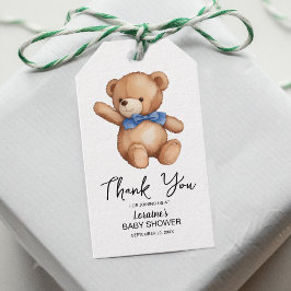 Schattige Teddy Bear Blauw Baby shower Cadeaulabel