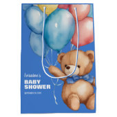 Schattige Teddy Bear Blauw Baby shower Medium Cadeauzakje (Achterkant)