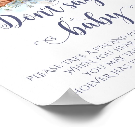 Schattige Teddy Bear Blauwe Ballonnen Dont Say Bab Poster (Hoek)