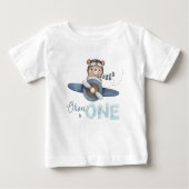 Schattige Teddy Bear Blue Plane 1e Verjaardag Outf (Voorkant)