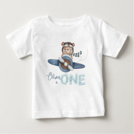Schattige Teddy Bear Blue Plane 1e Verjaardag Outf