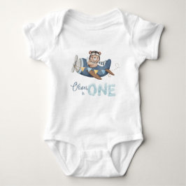 Schattige Teddy Bear Blue Plane 1e Verjaardag Outf Romper