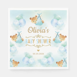 Schattige Teddy Bear Boy Baby shower Blauw Papier  Servet