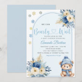 Schattige Teddy Bear Boy Blue Barly Wacht Baby sho Kaart (Voorkant / Achterkant)