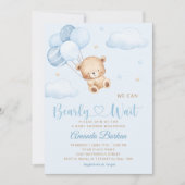 Schattige Teddy Bear Boy Blue Barly Wacht Baby sho Kaart (Voorkant)