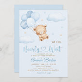 Schattige Teddy Bear Boy Blue Barly Wacht Baby sho Kaart (Voorkant / Achterkant)