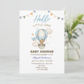 Schattige Teddy Bear Boy Kind Baby shower Uitnodig Kaart (Staand voorkant)