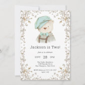 Schattige Teddy Bear Boy's tweede verjaardagsfeest Kaart (Voorkant)