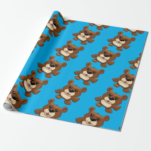 Schattige Teddy Bear Cadeaupapier (Uitgerold)