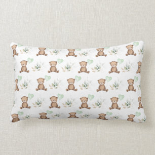 Schattige Teddy Bear en Balonegrijze bladeren Kussen