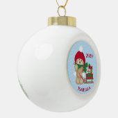 Schattige Teddy Bear en kerstslaapjes Keramische Bal Ornament (Links)