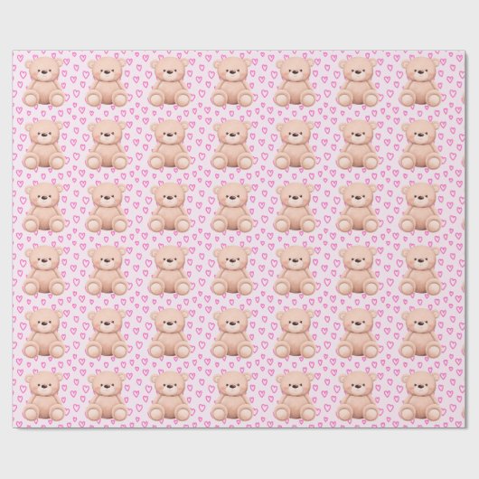 Schattige Teddy Bear Gift Wrap – voor Baby Girls Cadeaupapier (Vlak)