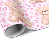 Schattige Teddy Bear Gift Wrap – voor Baby Girls Cadeaupapier (Rol Hoek)