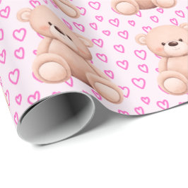 Schattige Teddy Bear Gift Wrap – voor Baby Girls Cadeaupapier