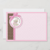 Schattige Teddy Bear Hartelijk dank. Roze kaart (Achterkant)