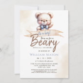 Schattige Teddy Bear I's a Boy Baby shower Waterve Kaart (Voorkant)