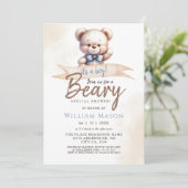 Schattige Teddy Bear I's a Boy Baby shower Waterve Kaart (Staand voorkant)