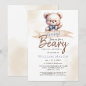 Schattige Teddy Bear I's a Boy Baby shower Waterve Kaart (Voorkant / Achterkant)