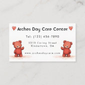 Schattige Teddy Bear Kinderopvang oppas Visitekaartje (Achterkant)