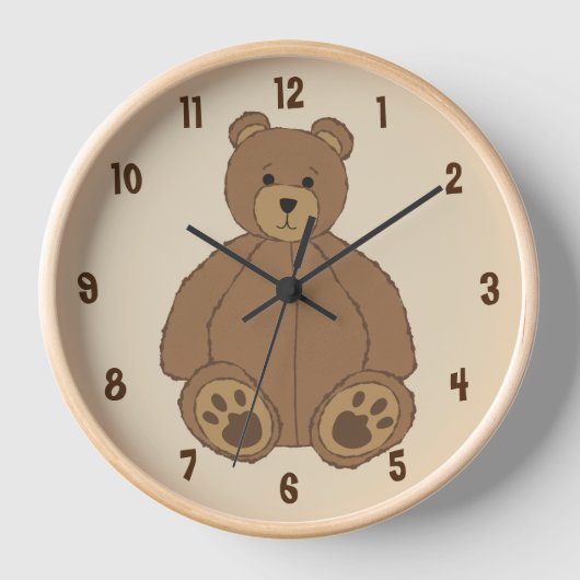 Schattige Teddy Bear Large Clock (Voorkant)