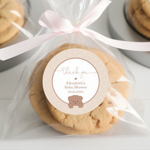 Schattige Teddy Bear Minimalistisch Baby shower Da Ronde Sticker