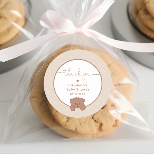 Schattige Teddy Bear Minimalistisch Baby shower Da Ronde Sticker