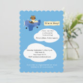 Schattige Teddy Bear piloot vliegtuig Het is een j Kaart (Staand voorkant)