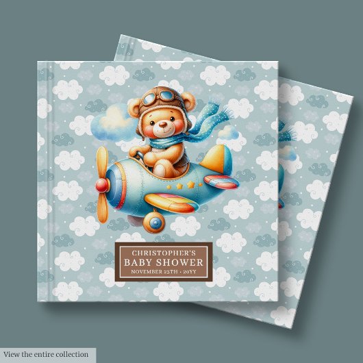Schattige Teddy Bear Pilot Baby shower gastenboek