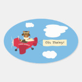 Schattige  Teddy Bear Pilot Genderneutraal Ovale Sticker (Voorkant)