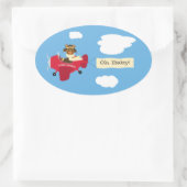 Schattige  Teddy Bear Pilot Genderneutraal Ovale Sticker (Tas)