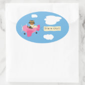Schattige Teddy Bear Pilot Het is een Meisje Stic Ovale Sticker (Tas)
