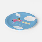 Schattige  Teddy Bear Pilot Meisje Babyshower Papieren Bordje (Gekanteld)