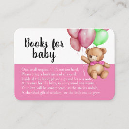 Schattige Teddy Bear Roze Baby shower Boek Aanvraa Informatiekaartje