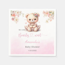 Schattige Teddy Bear roze bloemenmeisje baby showe