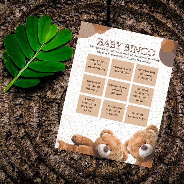 Schattige Teddy Bear Twin Baby shower Bingogame (Creator heeft geüpload)