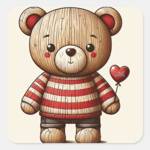 Schattige Teddy Bear Vierkante Sticker