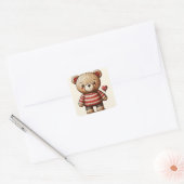 Schattige Teddy Bear Vierkante Sticker (Envelop)