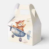 Schattige Teddy Bear Vliegtuig 1e Verjaardagsfeest Bedankdoosjes (Achterkant)