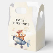 Schattige Teddy Bear Vliegtuig 1e Verjaardagsfeest Bedankdoosjes (Geopend)