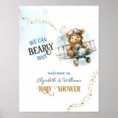 Schattige Teddy Bear Vliegtuig Baby Jongensdouche  Poster (Voorkant)