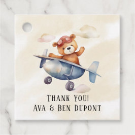 Schattige Teddy Bear Vliegtuig Verjaardagsfeestje  Bedankjes Labels