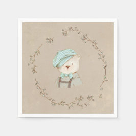 Schattige Teddy Bear Whimsy  Hand getekend Servet