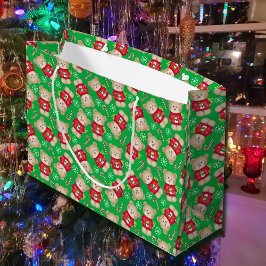 Schattige Teddy Bears Candy Canes Rood Groen Kerst Groot Cadeauzakje