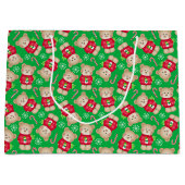 Schattige Teddy Bears Candy Canes Rood Groen Kerst Groot Cadeauzakje (Voorkant)