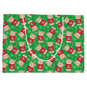 Schattige Teddy Bears Candy Canes Rood Groen Kerst Groot Cadeauzakje (Achterkant)