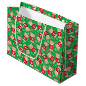 Schattige Teddy Bears Candy Canes Rood Groen Kerst Groot Cadeauzakje (Voorkant Gekanteld)