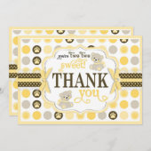 Schattige Teddy Bears Dank je wel Gele kaart (Voorkant / Achterkant)